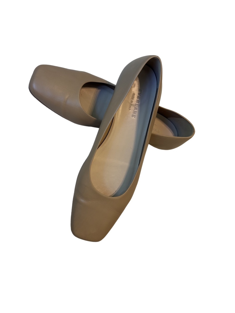 Everlane Tan Square-Toe Leather Flats - Women
